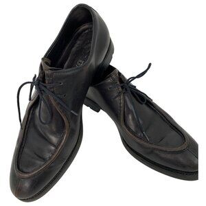 VTG Prada Mens 7.5 2E Brown Leather Lace-Up Shoes Lug Bottom Oxford Dress 7924